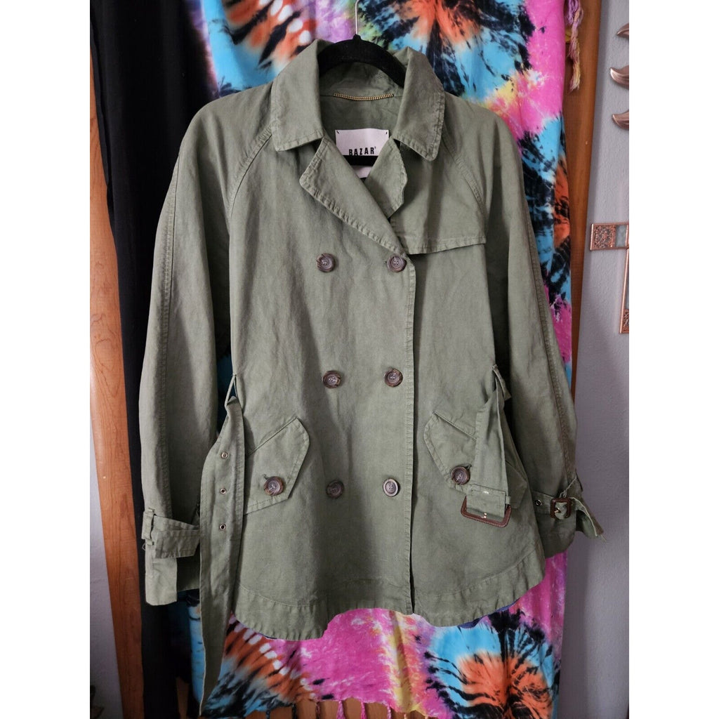 Rare Italian Designer Bazar Deluxe Olive Green Womens Jacket Med Tagila 44