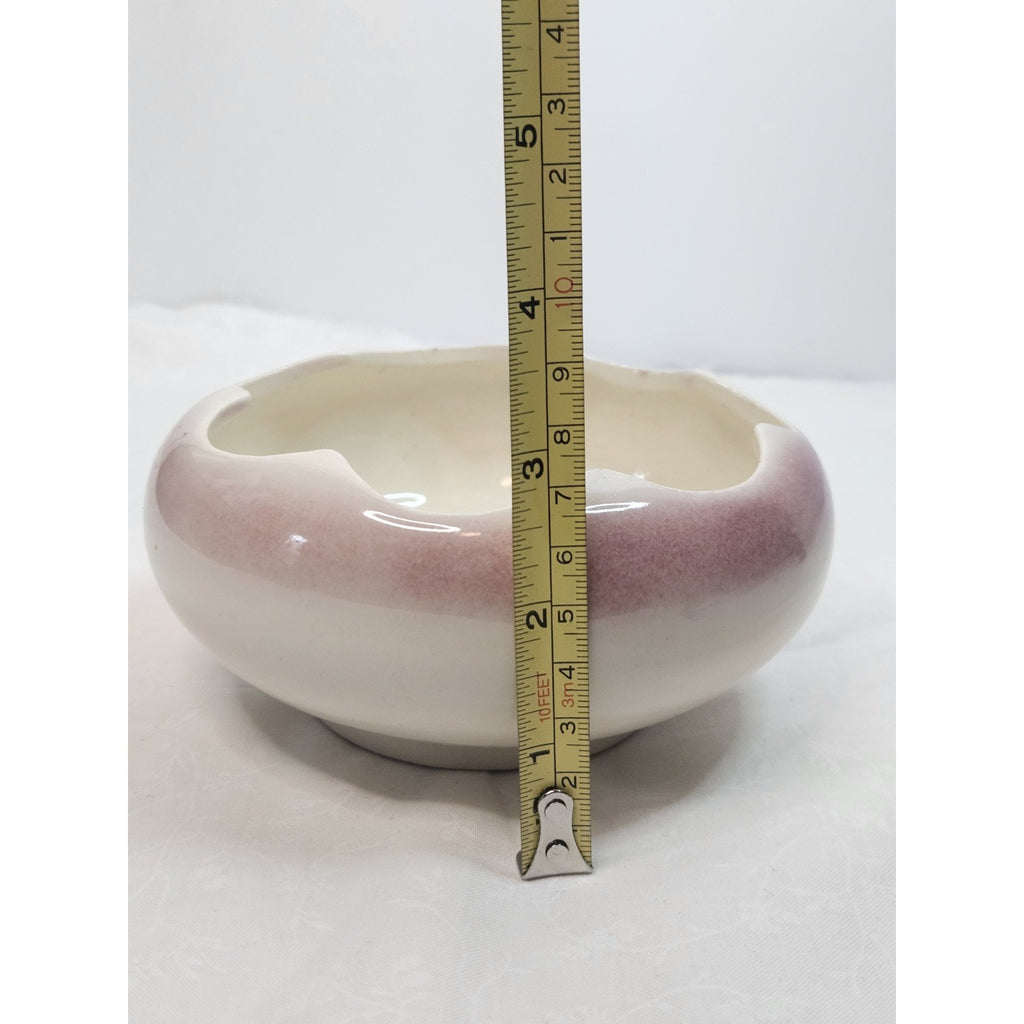 Vintage Oxford Blood Red Cream Pottery Bowl Made in USA #3 5" Scalloped Bowl