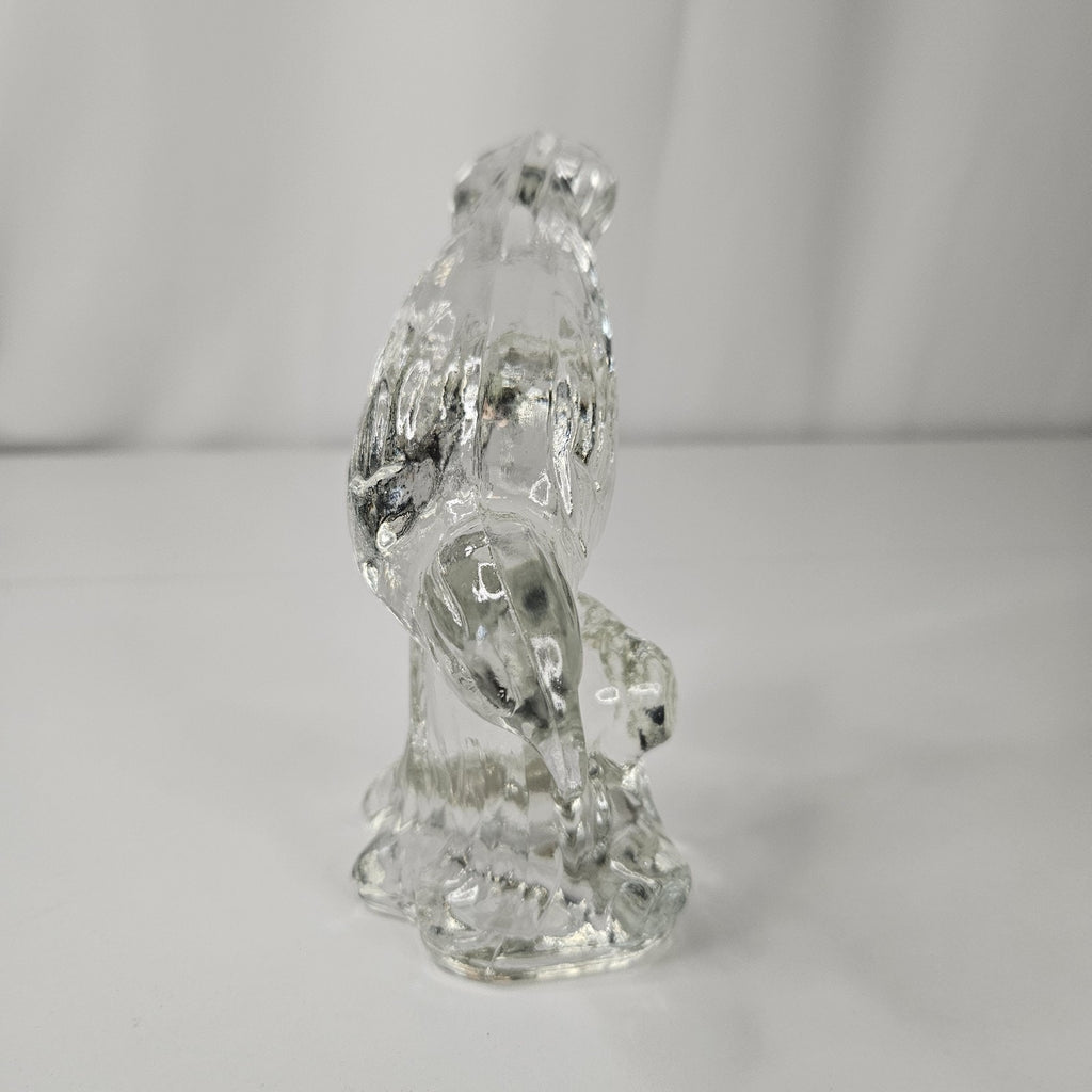 Vintage Haley Crystal Clear Glass Bird on Branch Figurine Paperweight Robin