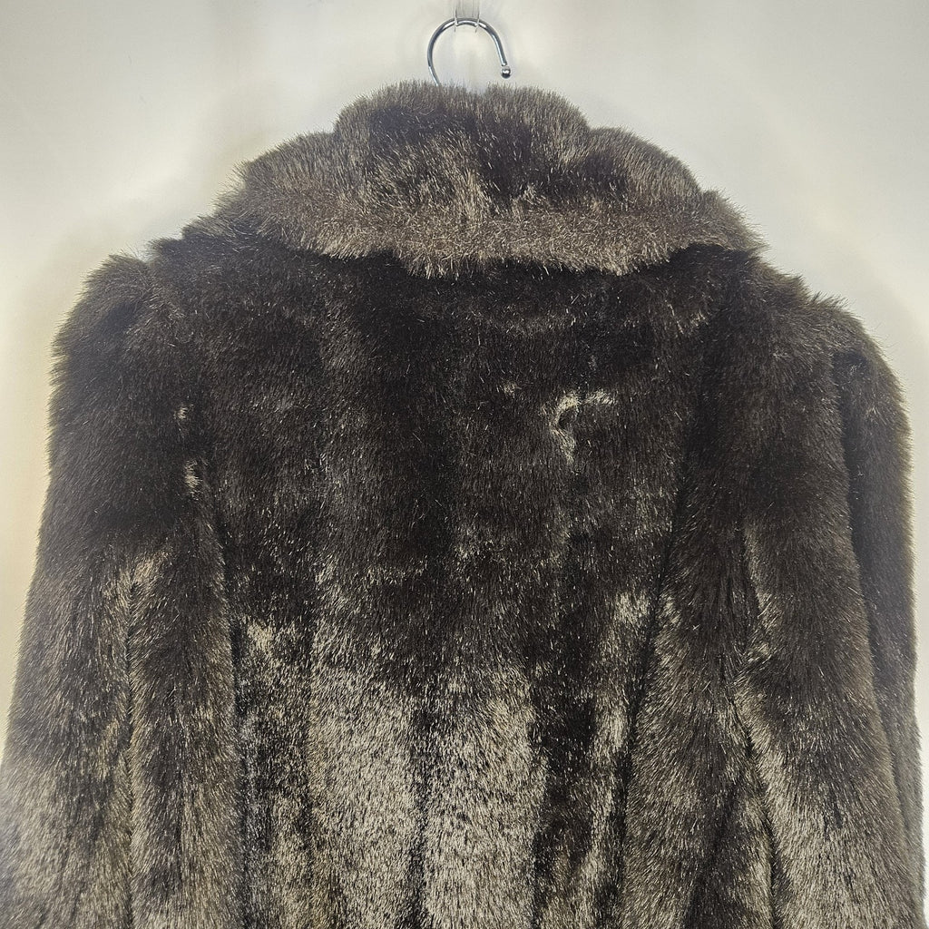 Outerlayers Vintage Faux Fur Coat US Made Chocolate Brown Jacket Sz XL Mob Glam