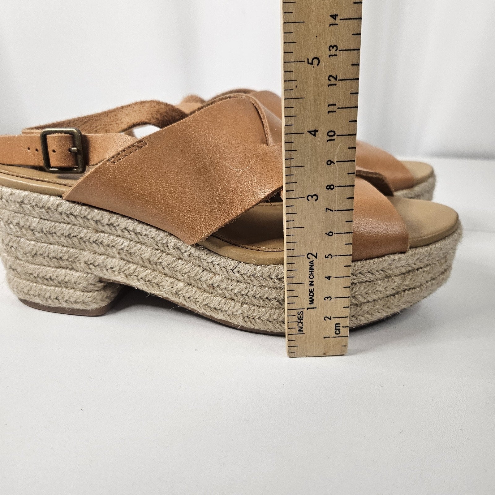 Soludos Women Shoes Leather Sandals Espadrille Wedge Tan Size 8 1820 Boho