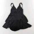 Vtg Miraclesuit One Piece Swimsuit Black Tiered Ruffle Swimdress Large Beach