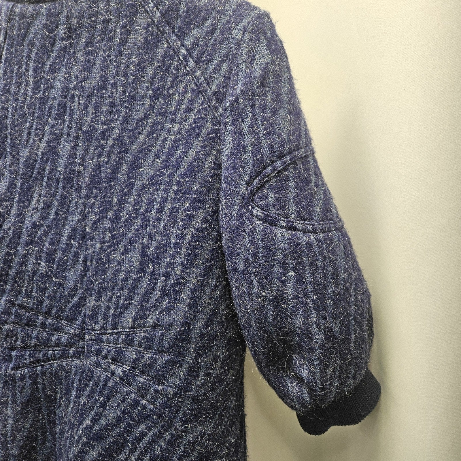 Vtg C. Luce Inc. Blue Gray Mohair/Wool Coat Jacket Womens Small Puff Sleeves