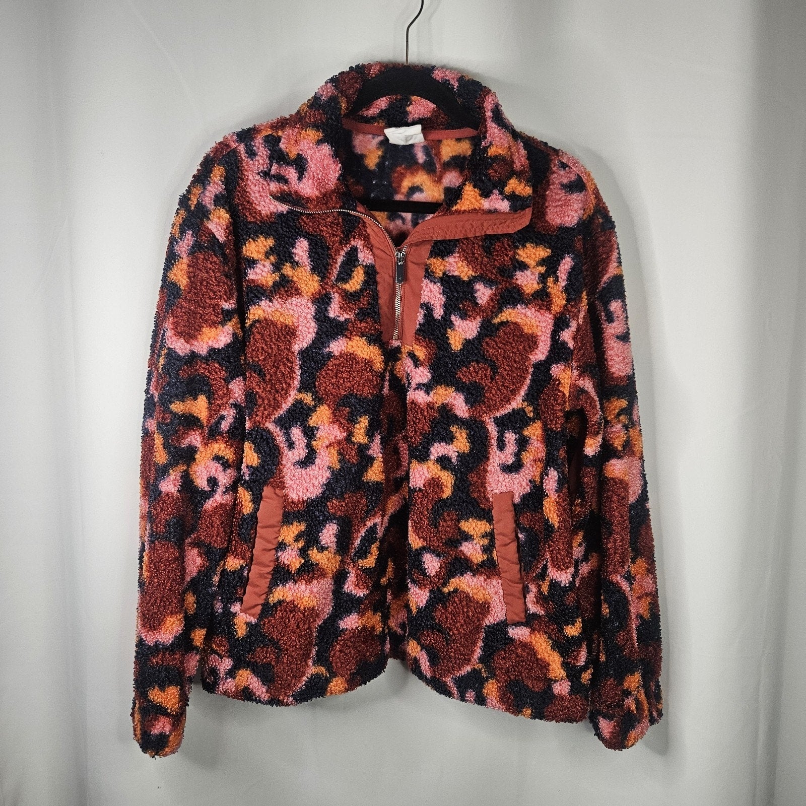 Sage Collective Jacket Red Purple Fleece 1/2 Zip Pullover Pocket Size M Cozy