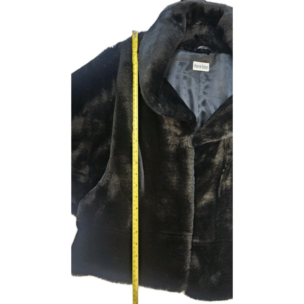 Marvin Richards Vintage Black Cape Swing Jacket Faux Fur Coat One Size Fits Most