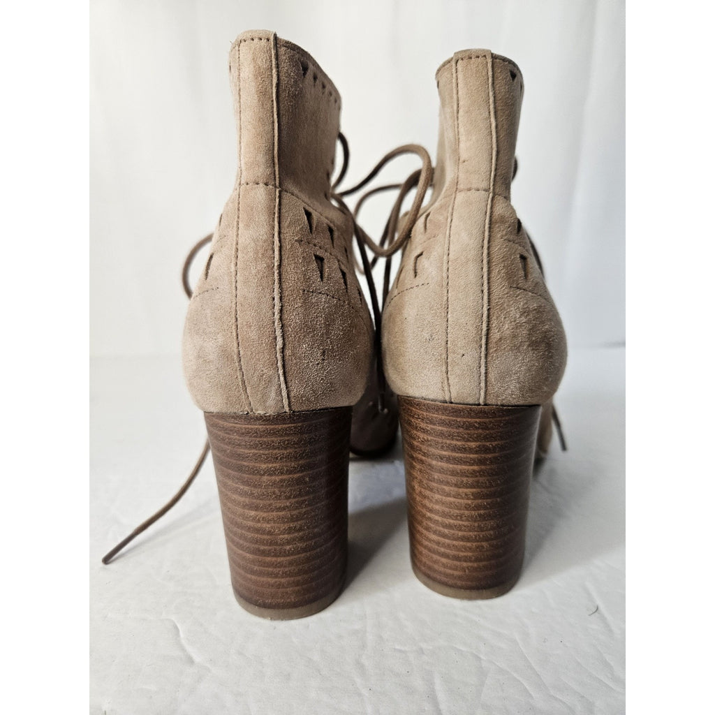 Nine West Sandals WMNS 7.5 Brown Janelo Heel Open Toe Block Strappy Boho Cut Out