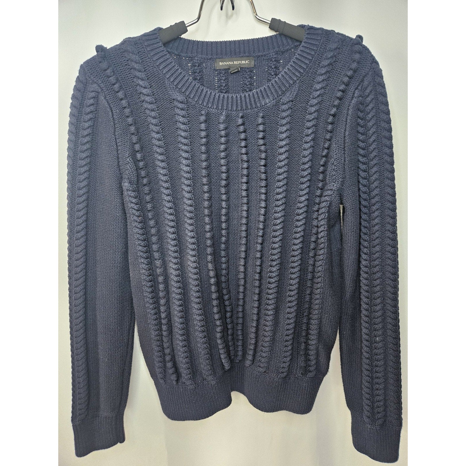 Banana Republic Navy Blue L Womens Cotton Blend Knit Crew Neck Sweater Top