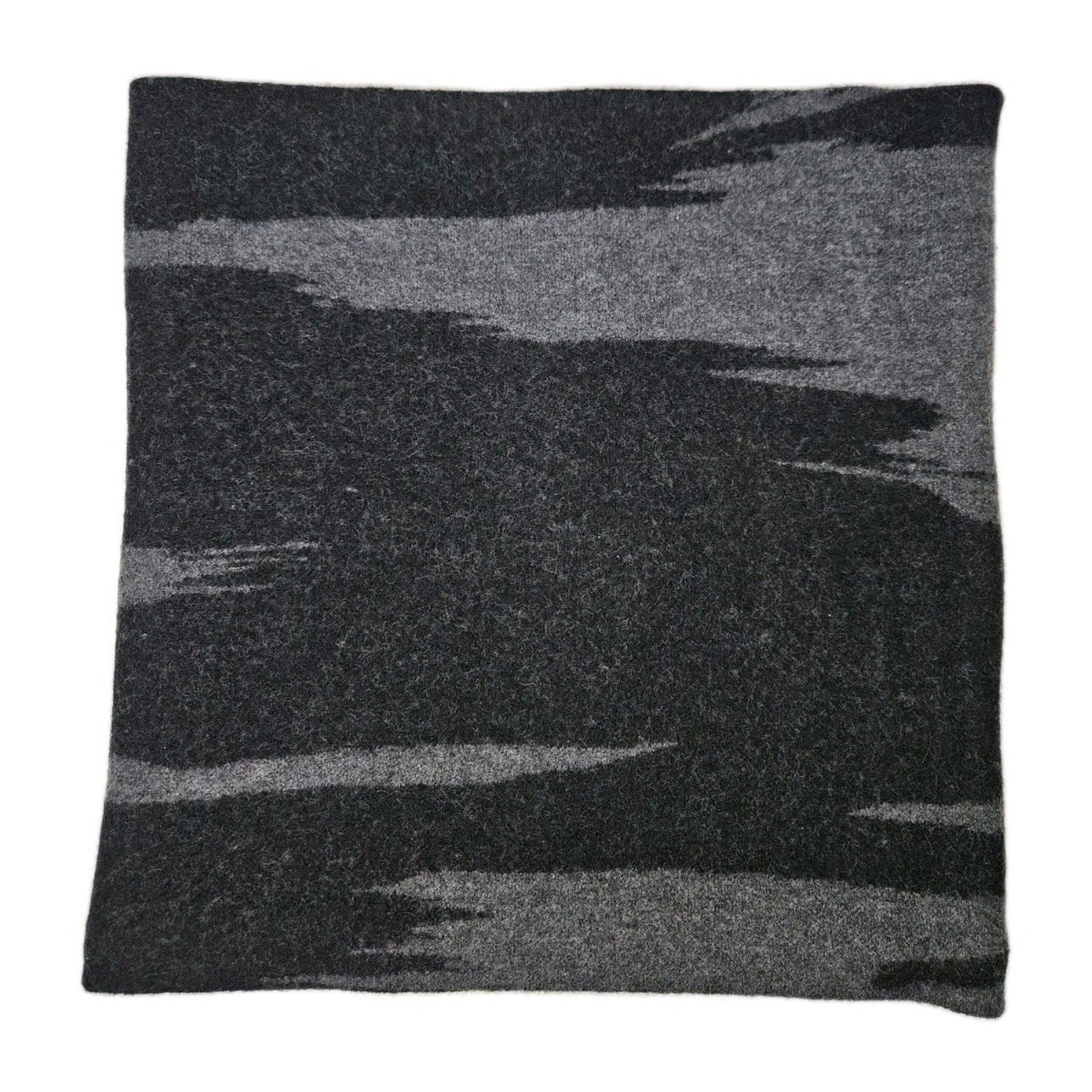 100% Wool Double Knit Wrap Scarf Black Grey Abstract Winter Wear Neck Scarf