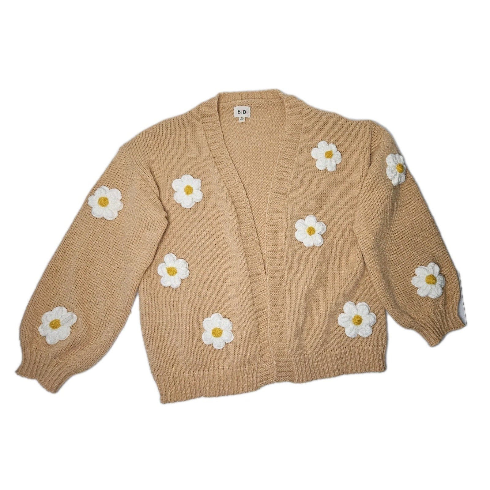 BIBI Sweater Cardigan Daisy Crochet Flowers Flower Power Small Cottagecore Boho