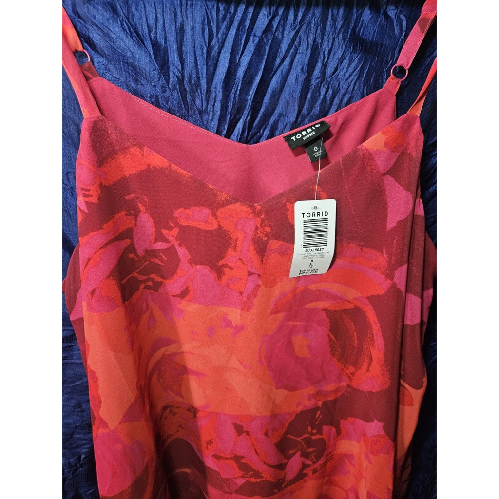 Torrid Sophie Double Layer Chiffon Swing Cami 0 (Large) Colorful Red Orange NWT