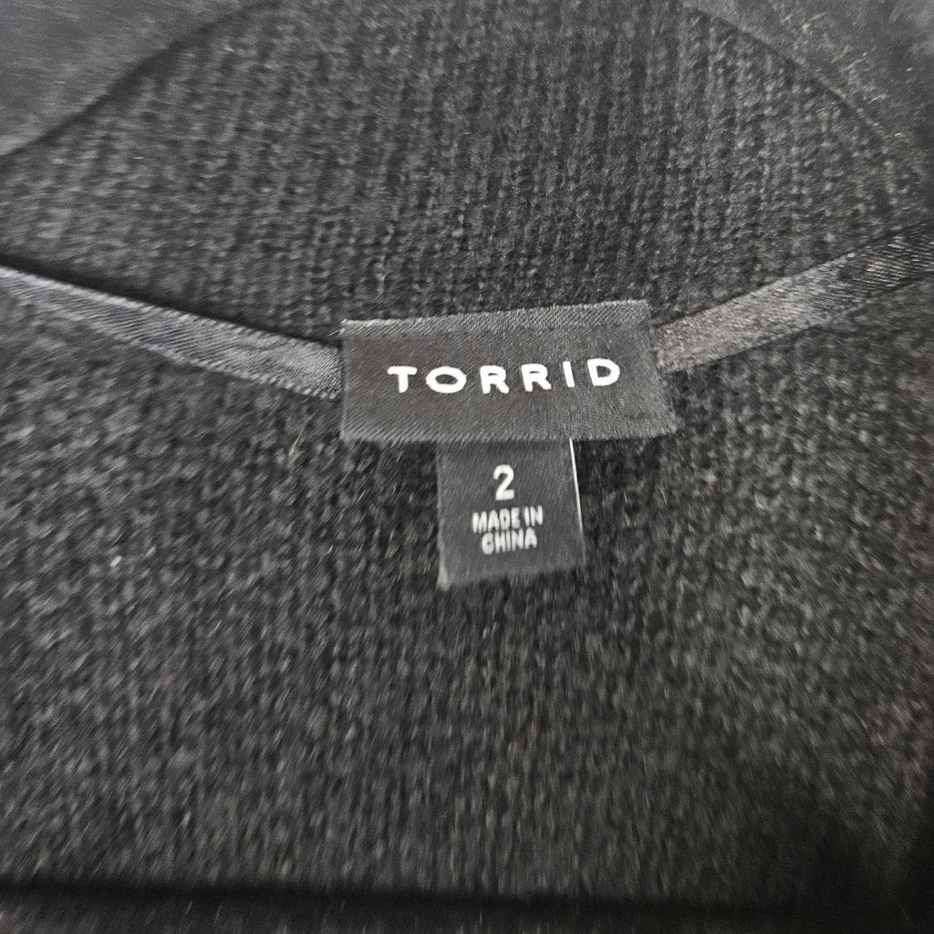 Torrid Long Sleeve Notched Collar Long Cardigan Sweater Black 2 2x 18 20 #A08689