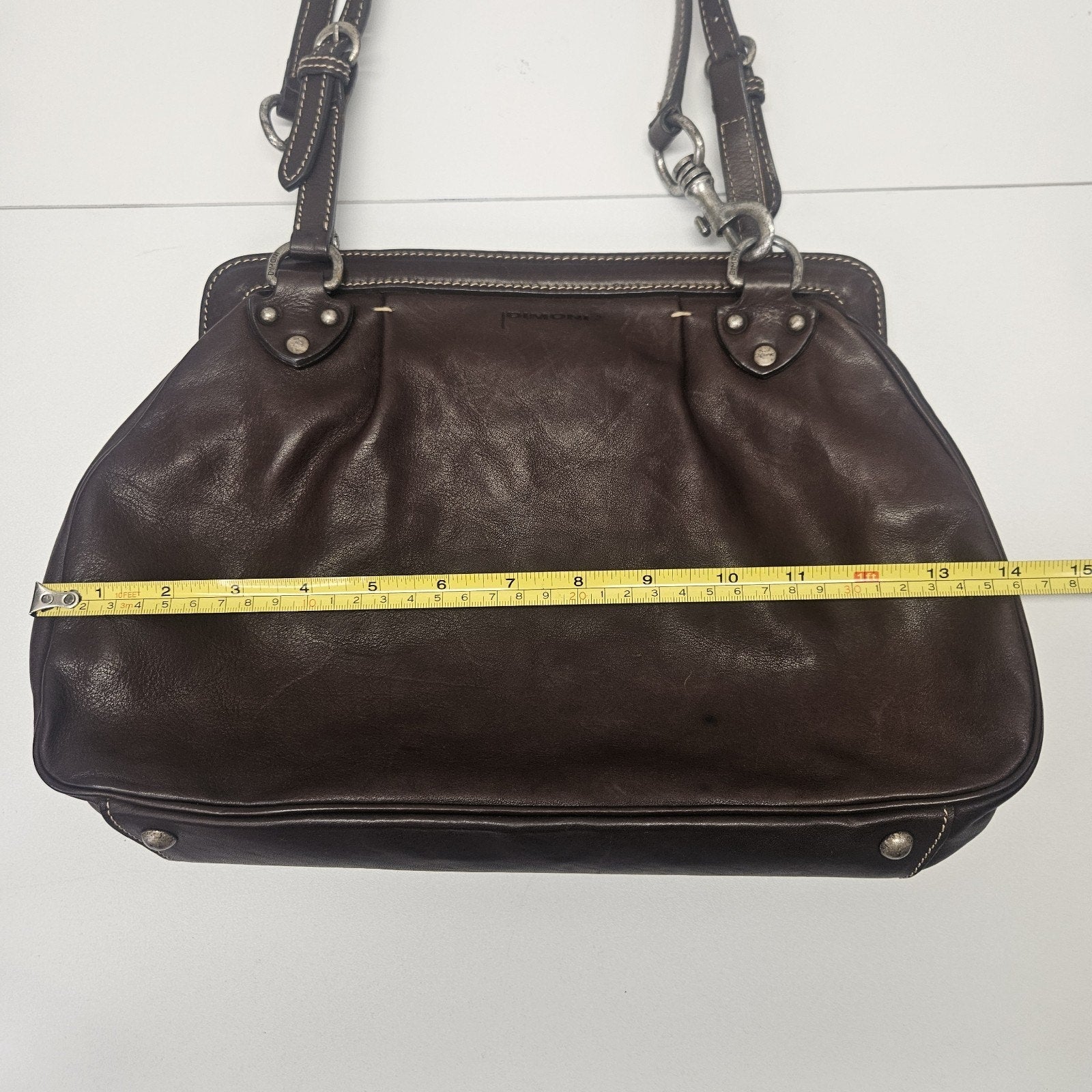 Vintage Leather Bag Dimoni Chocolate Brown Shoulder Handbag Satchel Purse