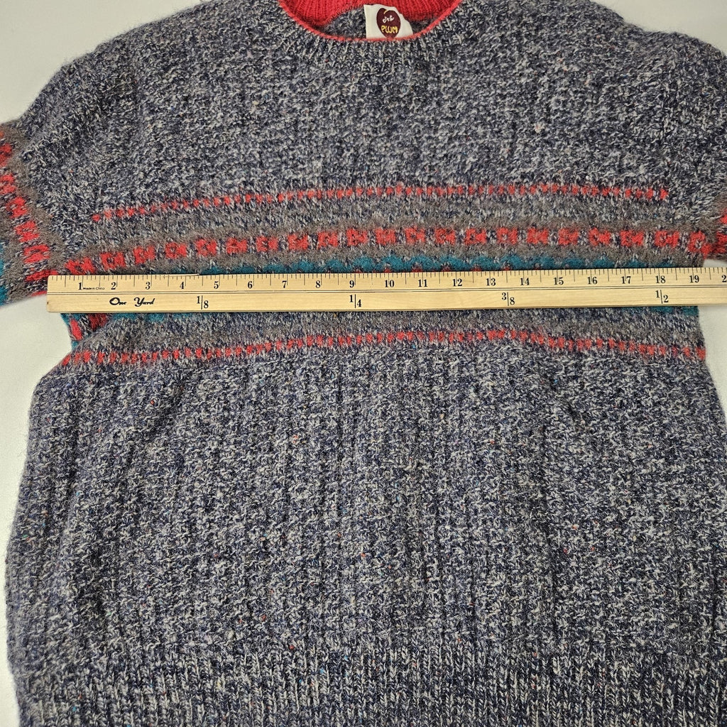 VTG I'm a Plum Navy Blue Chunky Knit Fisherman Sweater Size Med Made in USA