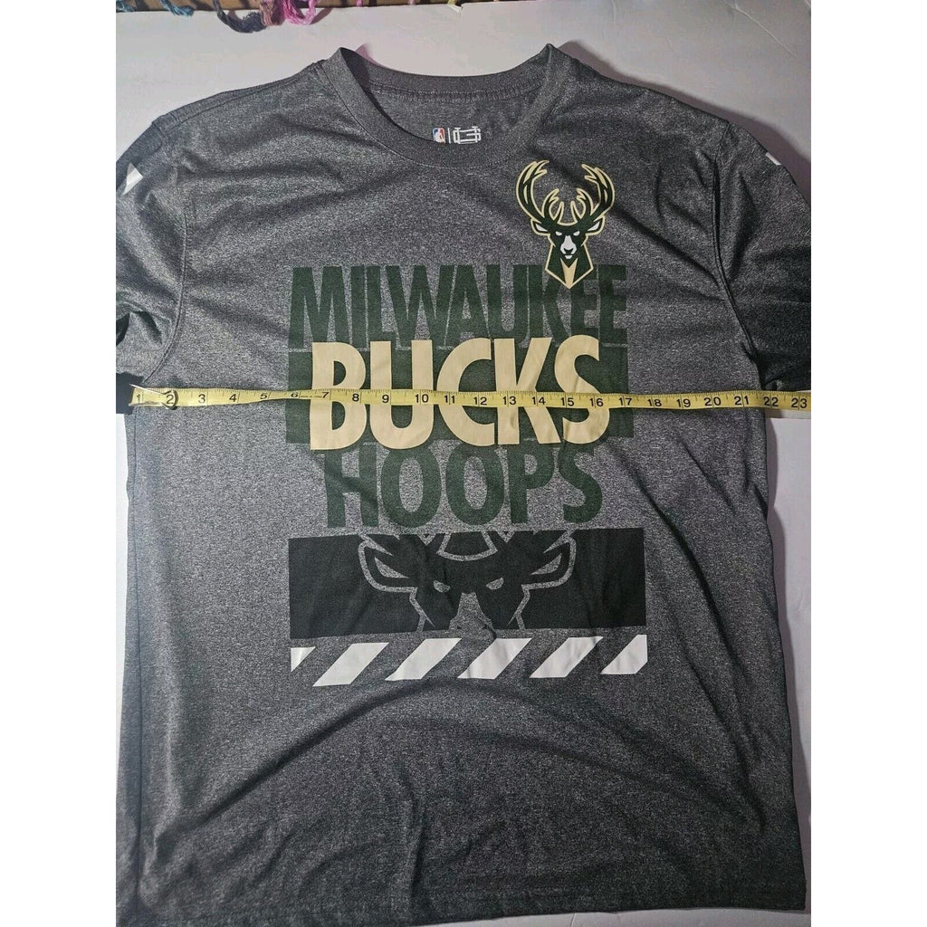 Milwaukee Bucks Ultra Game Dry Fit Long Sleeve Mens Large Grey, Green, White