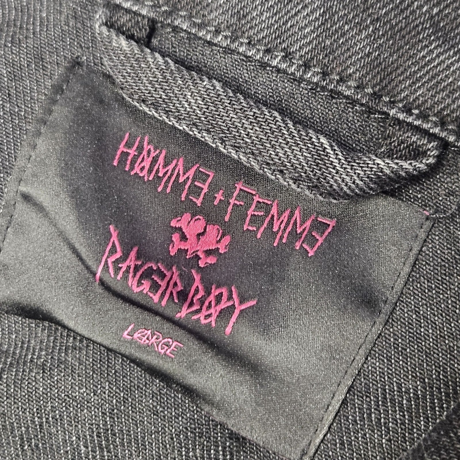 Homme Femme Rager Boy Colab Denim Jacket Black Pink Large Luxury Streetwear