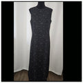 Chaus Maxi Dress Women's Size 10 Black White Polka Dots Maxi Full Length Vintage
