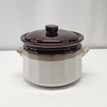 Vintage Stoneware Pottery Crock Pot Two-tone Brown Tan Glaze MCM Rustic