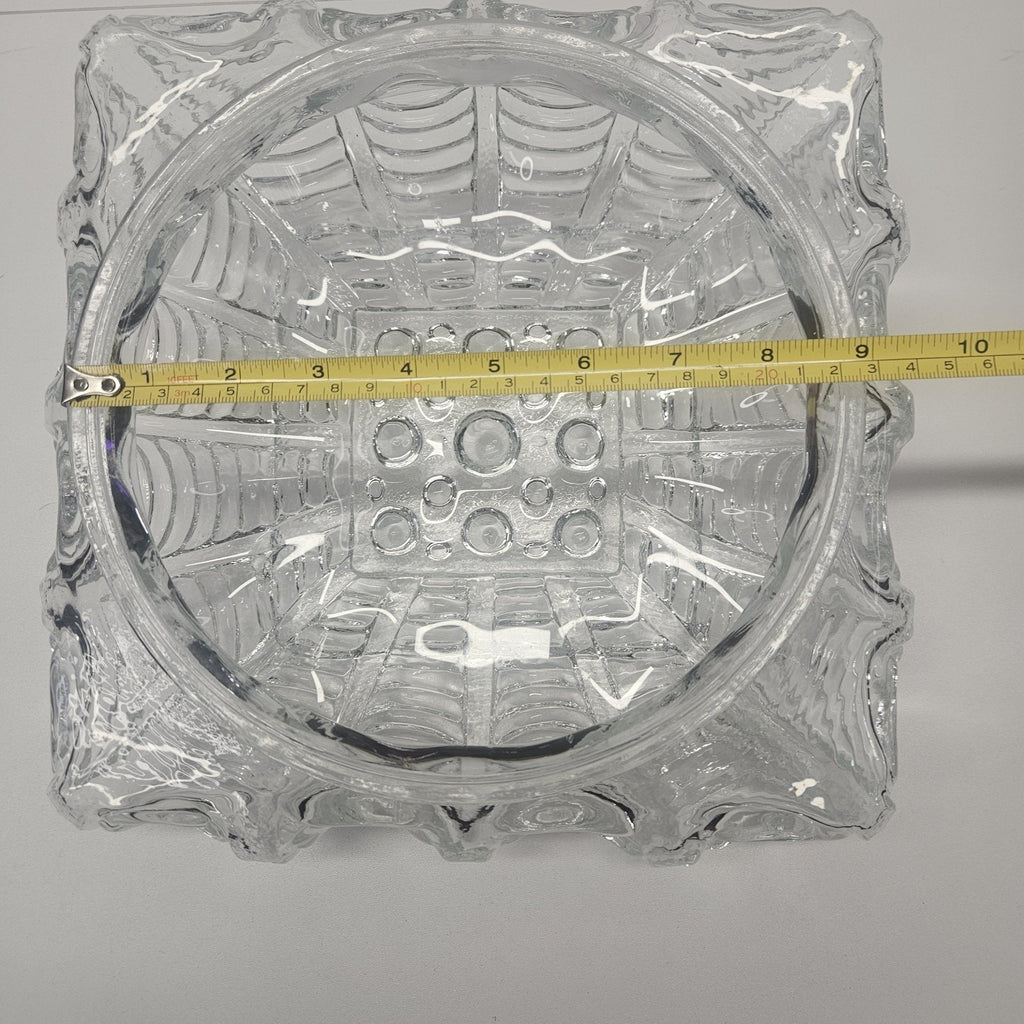 Art Deco Square Glass Bubble Pattern Flush Mount Ceiling Light Austria 1960s