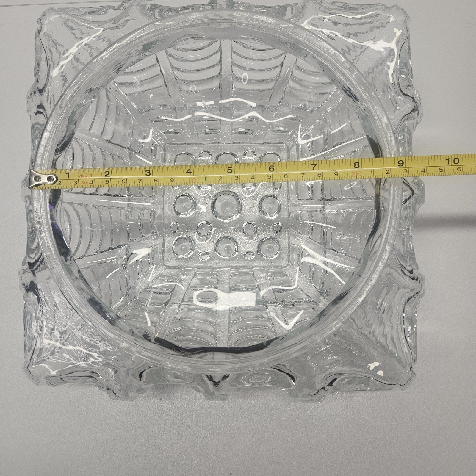 Art Deco Square Glass Bubble Pattern Flush Mount Ceiling Light Austria 1960s