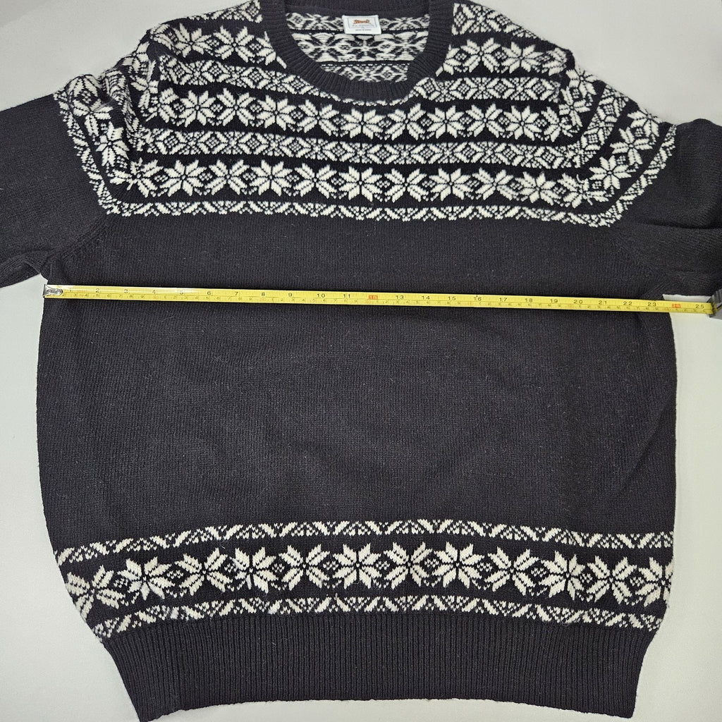 VTG Le Tiger Womens XL Pullover Black White Fair Isle Knit Sweater Holiday