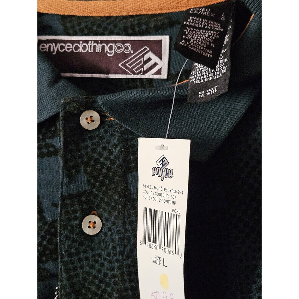 Enyce Green Golf Long Sleeve Textured Button Up Collared Polo Shirt Mens Large