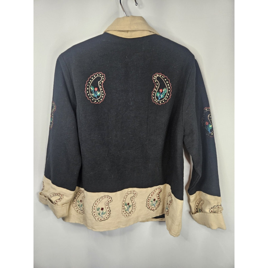 Vintage Passion Boho Artsy Patchwork Cropped Lined Jacket Large Cottage