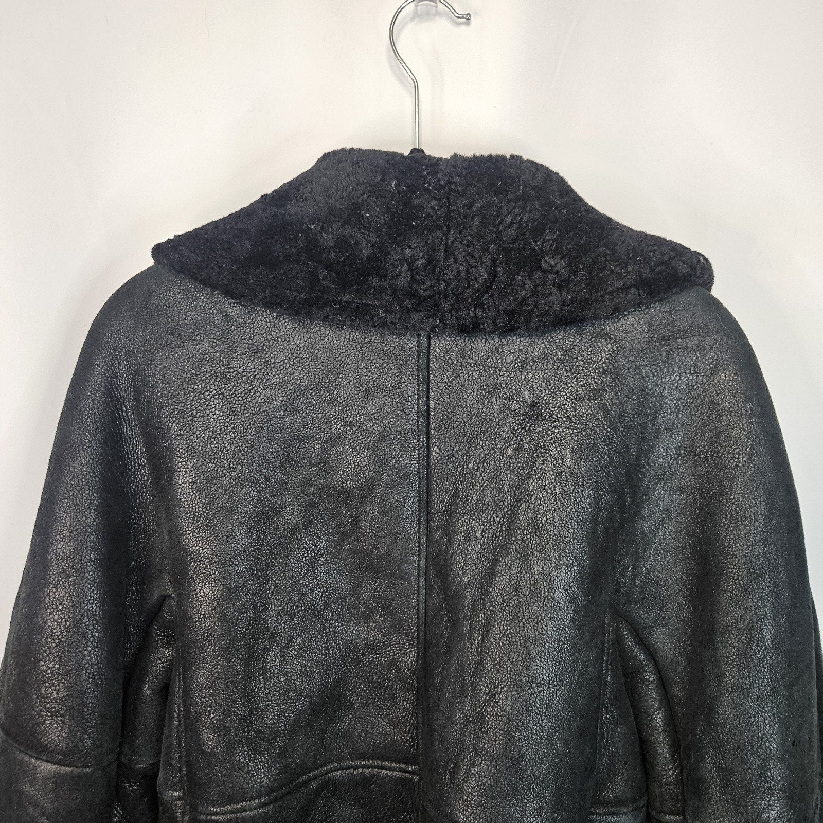 Vintage Leon Max Black Shearling Short Coat Open Short Jacket Womens M/L Y2K