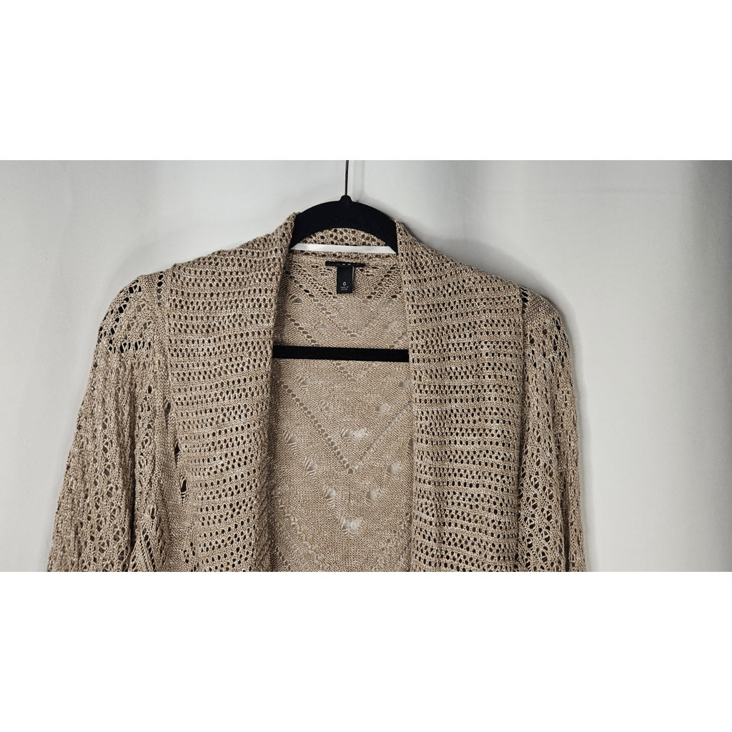 Torrid Long Open Stitch Open Front Cardigan Size 0 Large Lightweight Beige