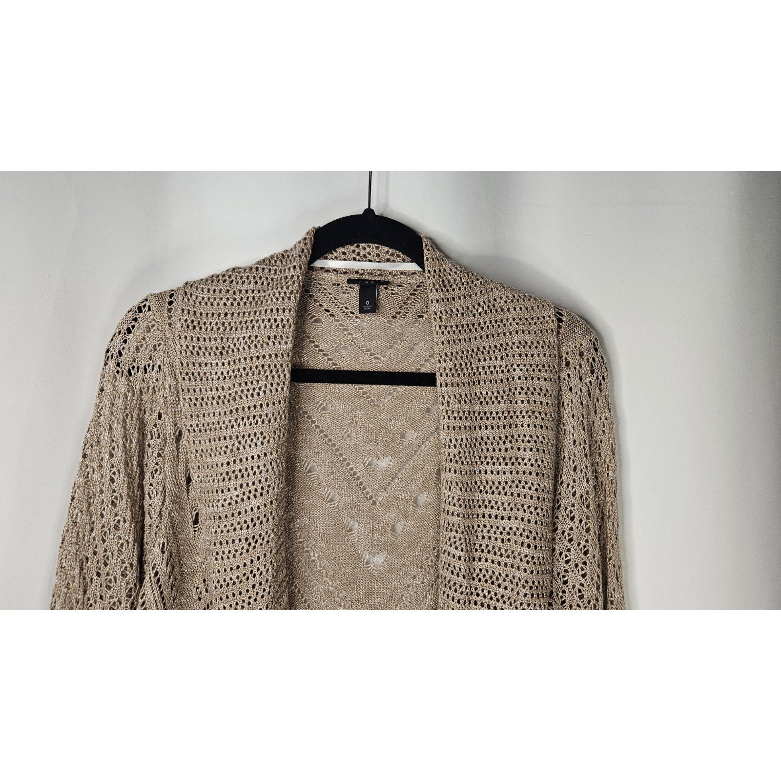 Torrid Long Open Stitch Open Front Cardigan Size 0 Large Lightweight Beige