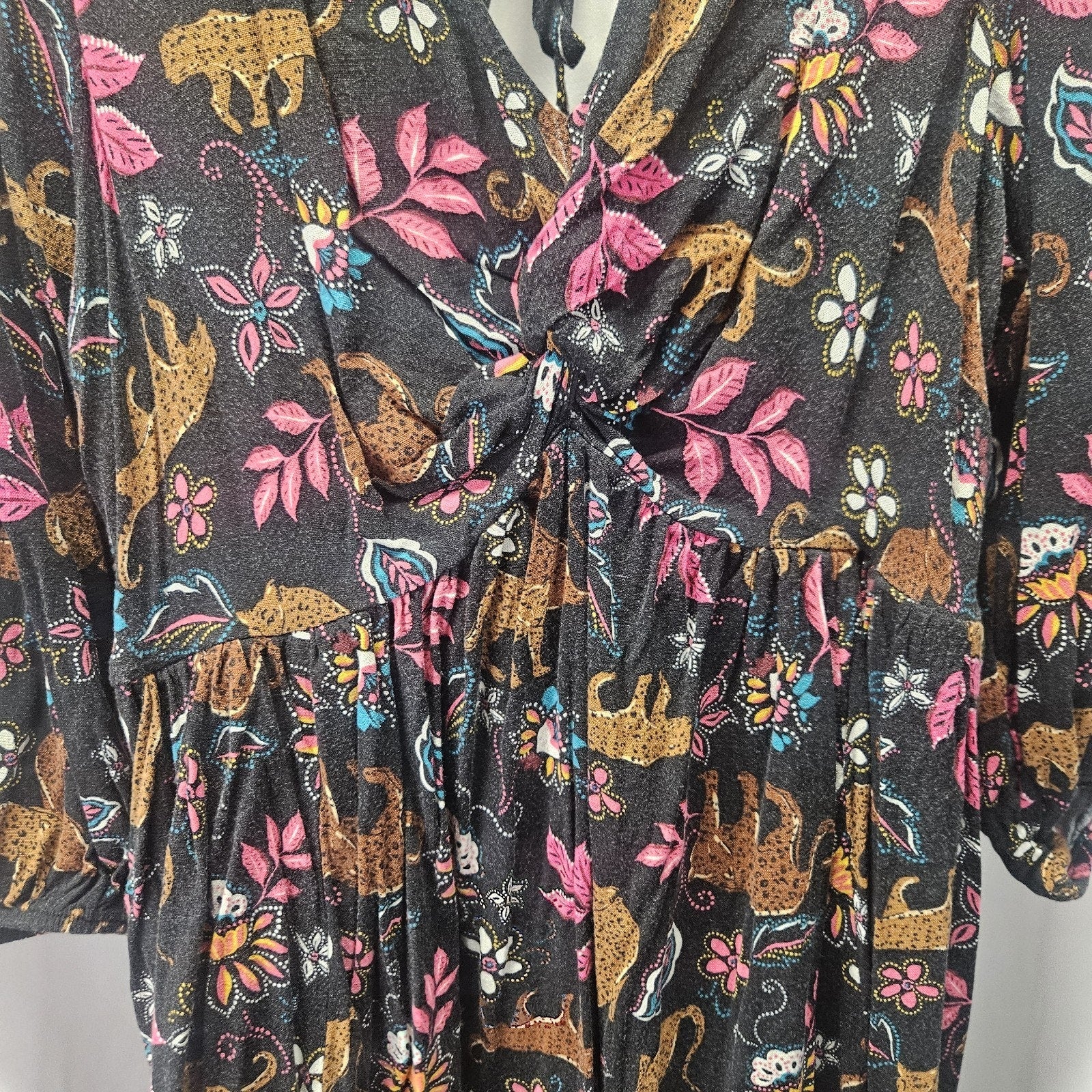 Torrid Mini Rayon Slub Balloon Sleeve Twist Front Dress Torrid Size 0 Large