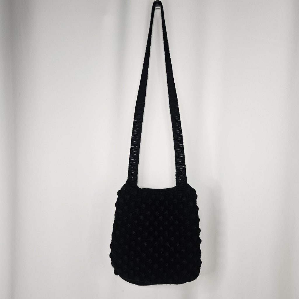 Handmade Crochet Mini Black Crossbody Shoulder Bag Coastal Y2K Whimsy Small
