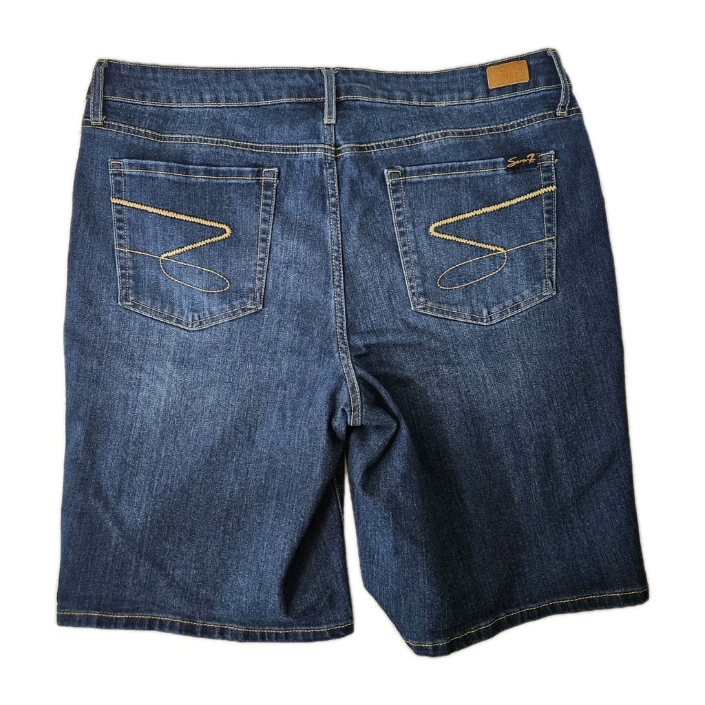 Seven7 Sunset Bermuda Shorts Womens 16 High-Rise Denim Stretch Above Knee Jeans