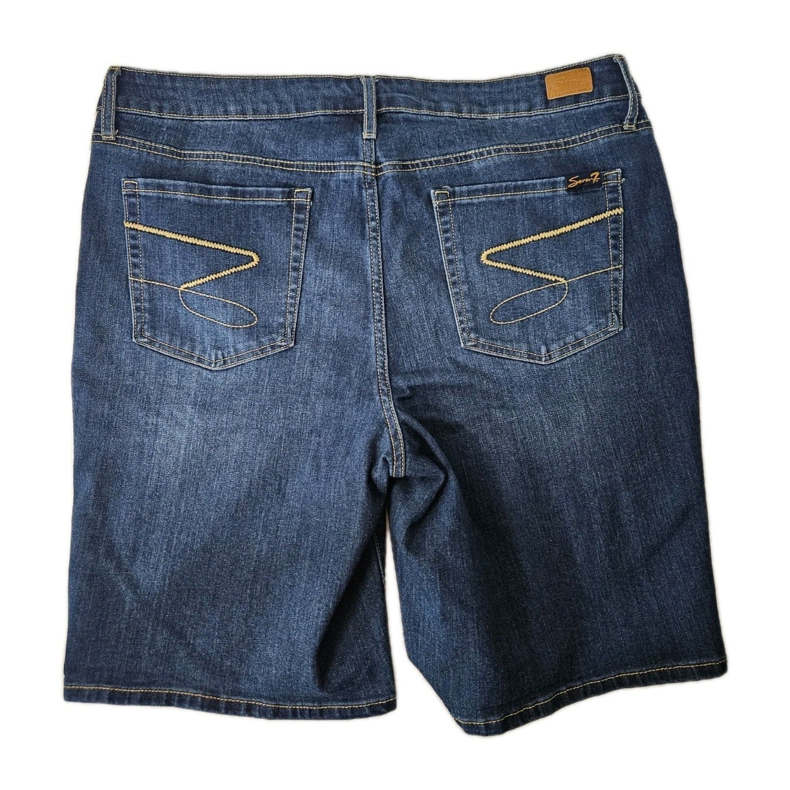 Seven7 Sunset Bermuda Shorts Womens 16 High-Rise Denim Stretch Above Knee Jeans