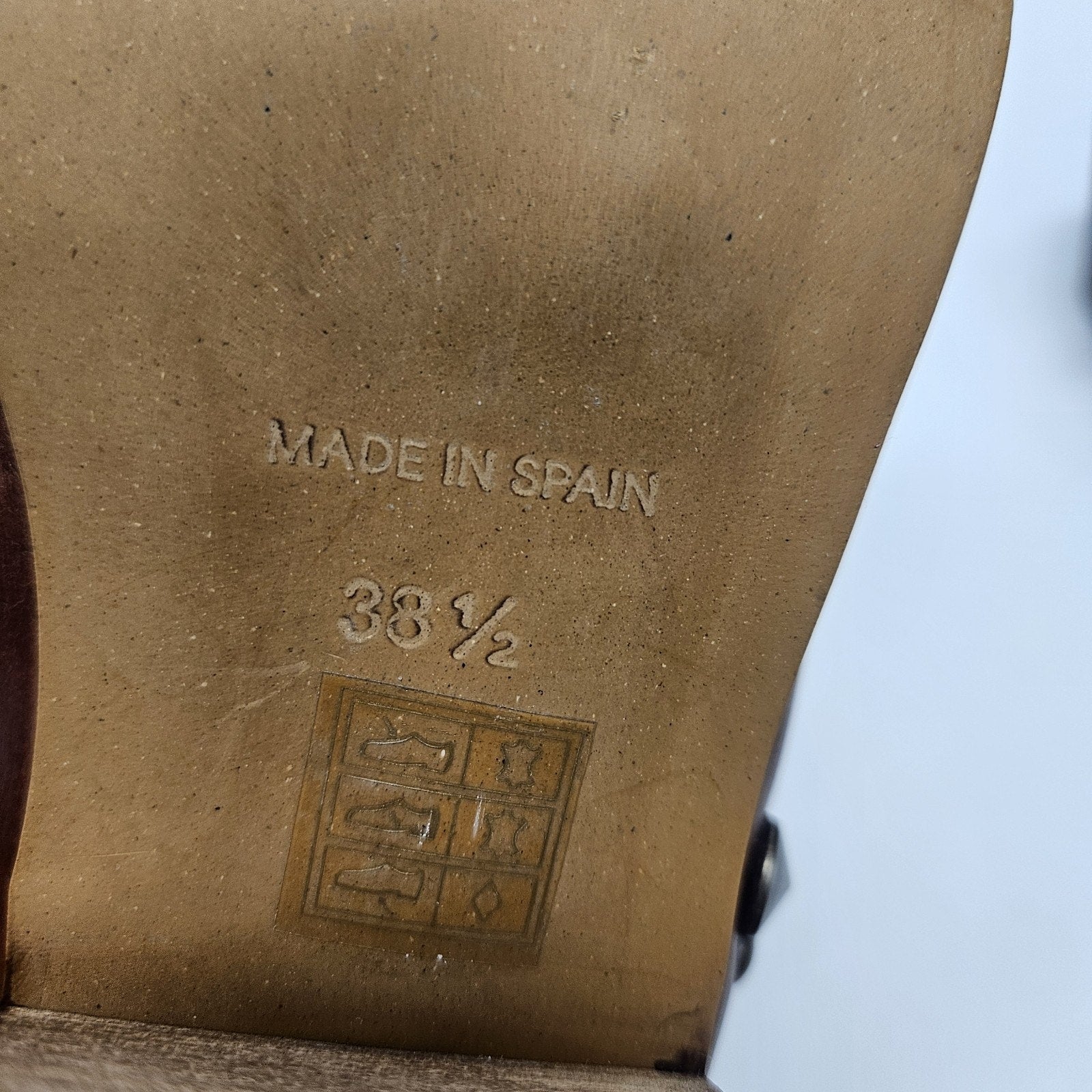 Chio Studded Brown Leather Heeled Ankle Boot 38 1/2 EU US 8-8.5 M Western Spain