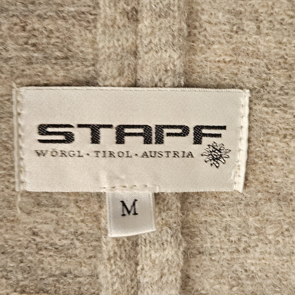 Stapf Austria Gray Beige Wool Open Long Cardigan Sweater Duster Medium