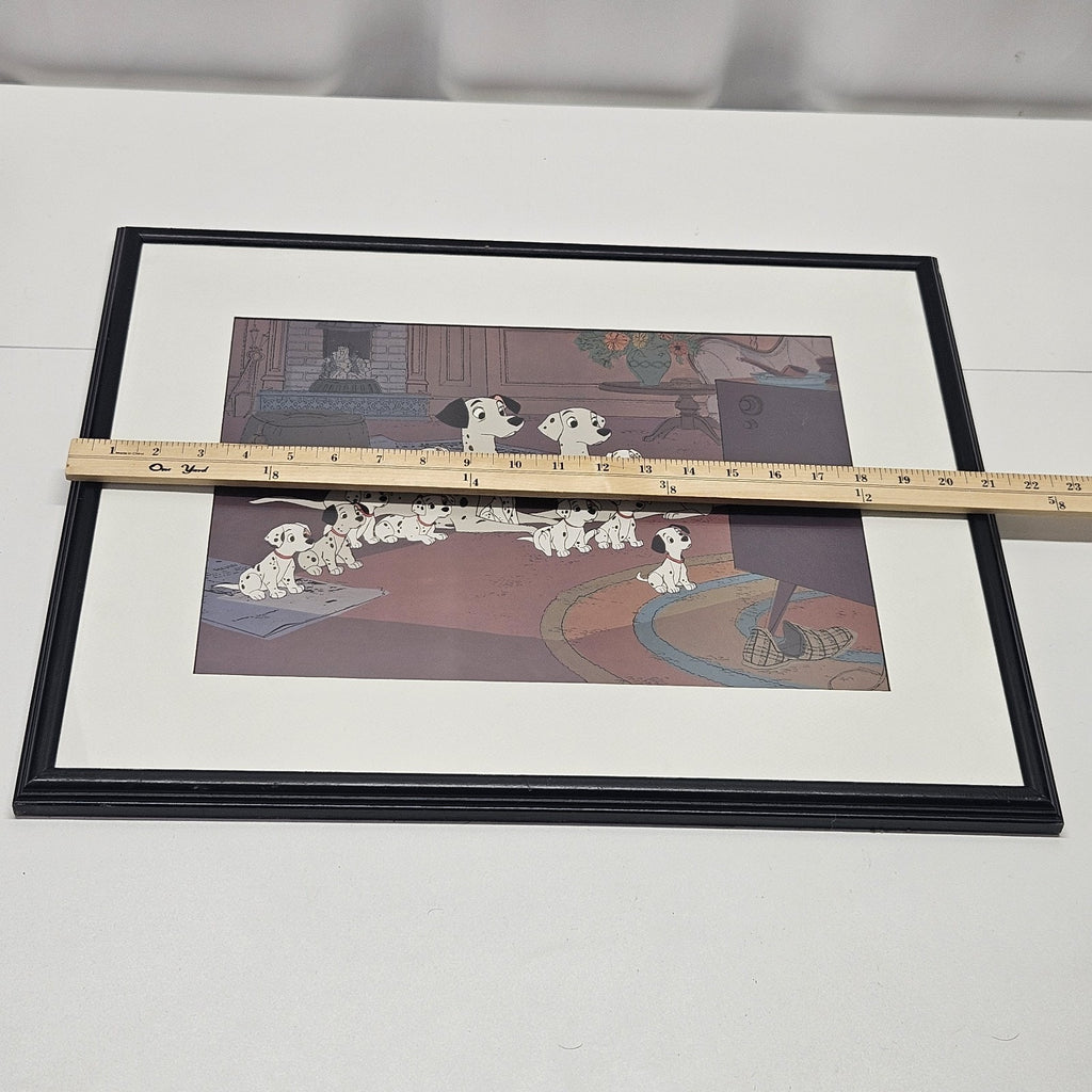Vintage Disney 101 Dalmatians Watching TV Gather Round Matted Picture 17x21"
