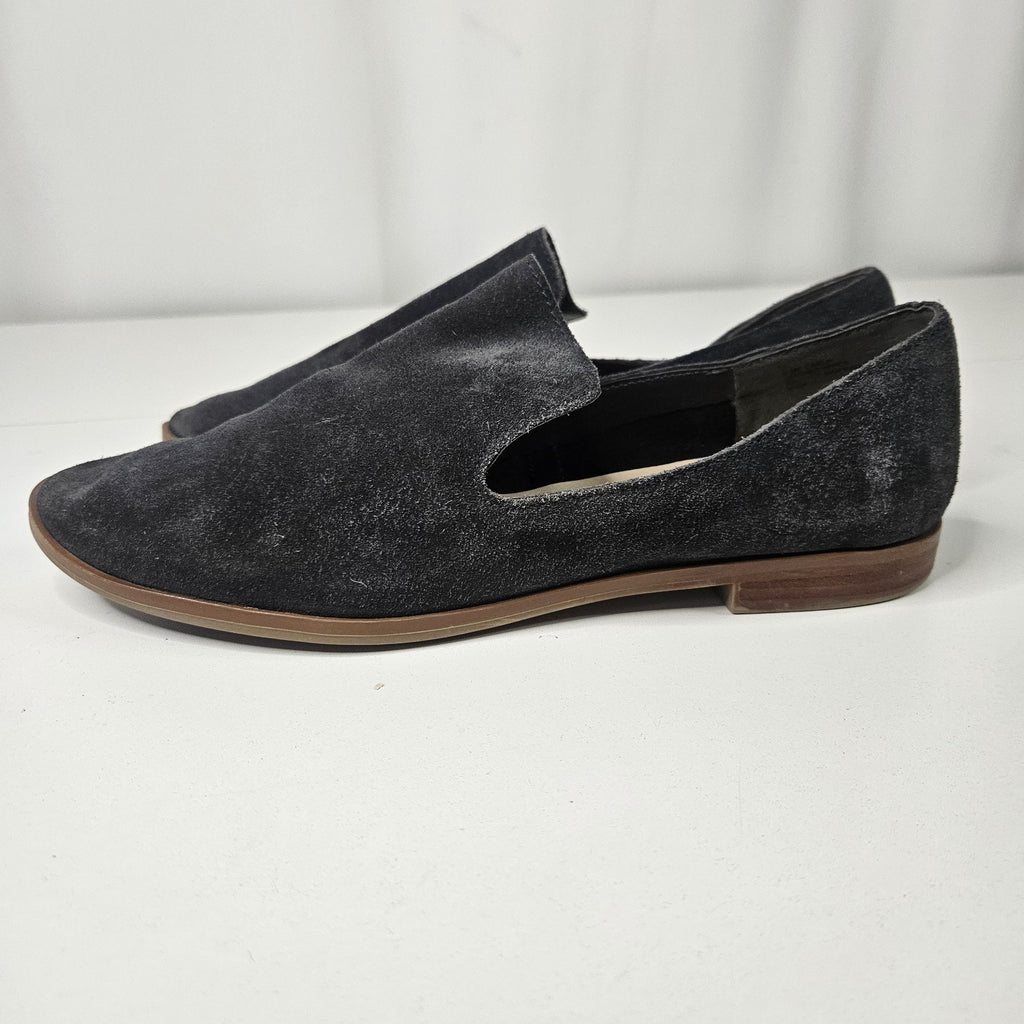 Crown Vintage Shoes Womens 8.5 M Carla Loafers Gray Suede Leather Slip On Casual