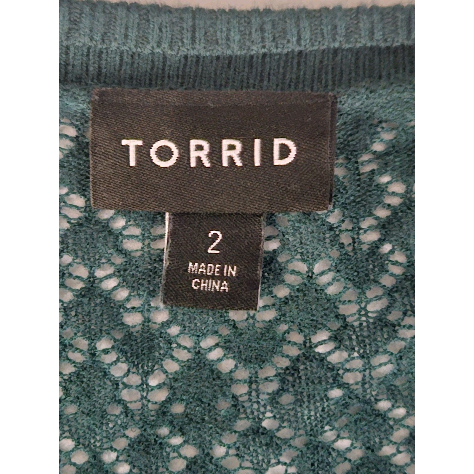 Torrid Cardigan Sweater Open Knit Long Sleeve Sheer Forest Green Plus Size 2X