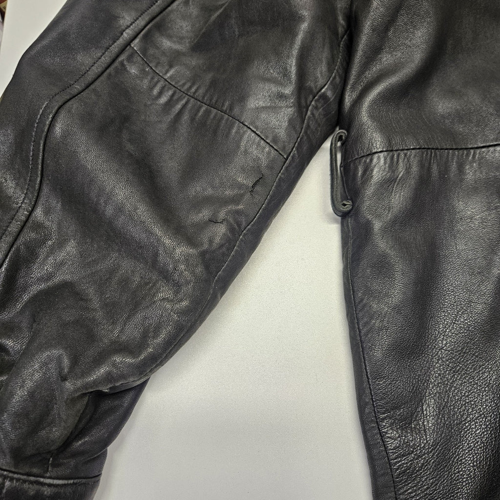 Vintage Tuskany Italian Leather Jacket Black Midi Coat Men's Large
