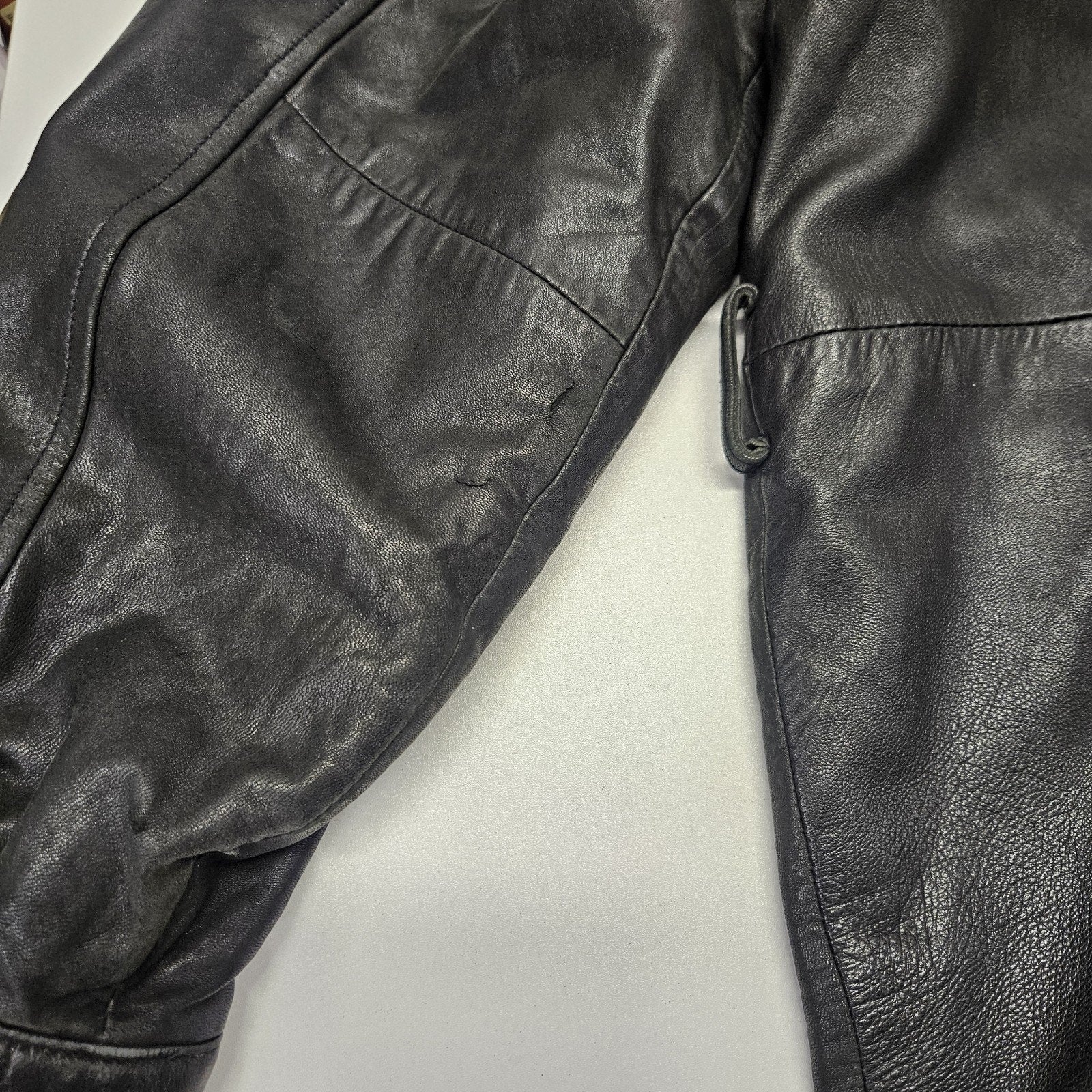 Vintage Tuskany Italian Leather Jacket Black Midi Coat Men's Large