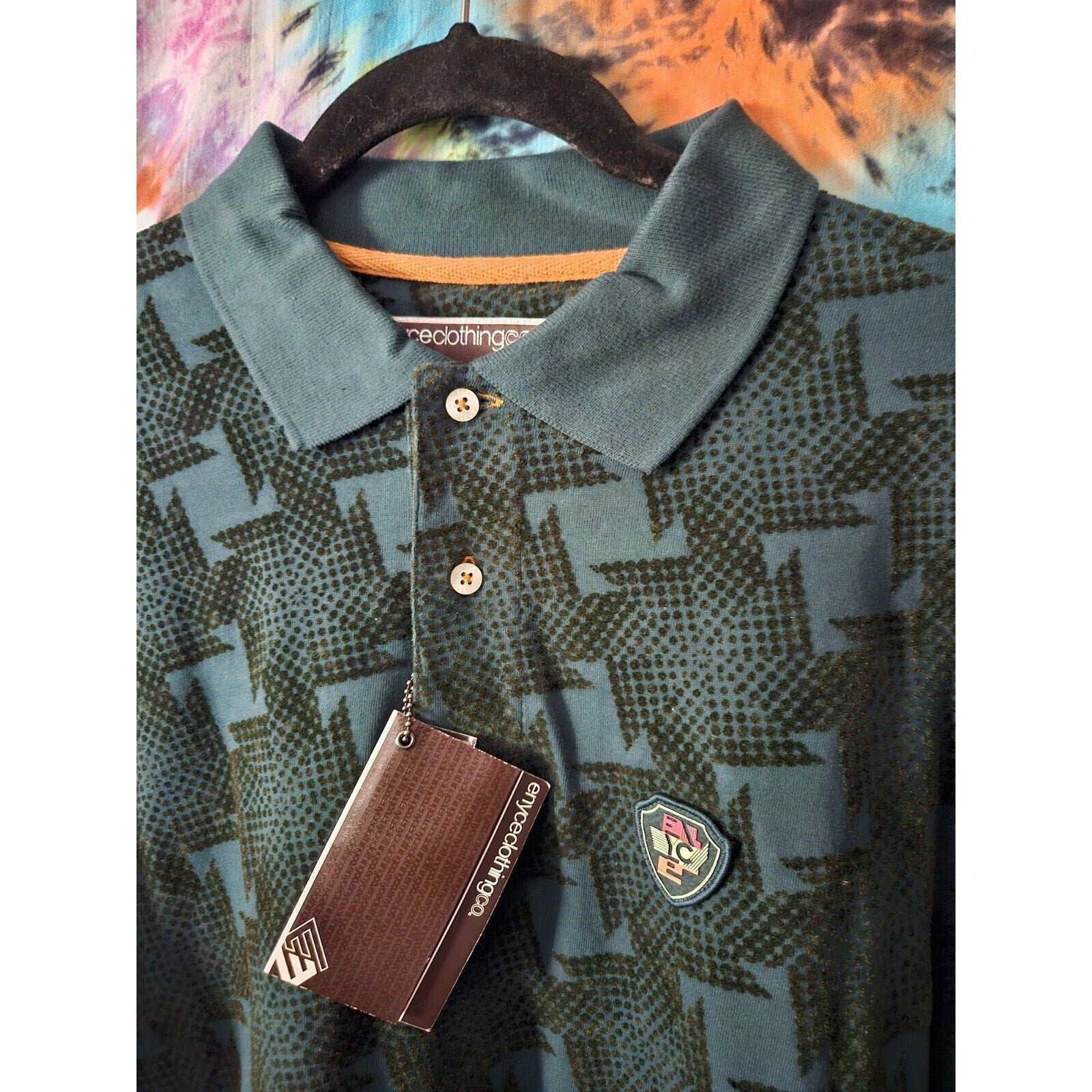 Enyce Green Golf Long Sleeve Textured Button Up Collared Polo Shirt Mens Large