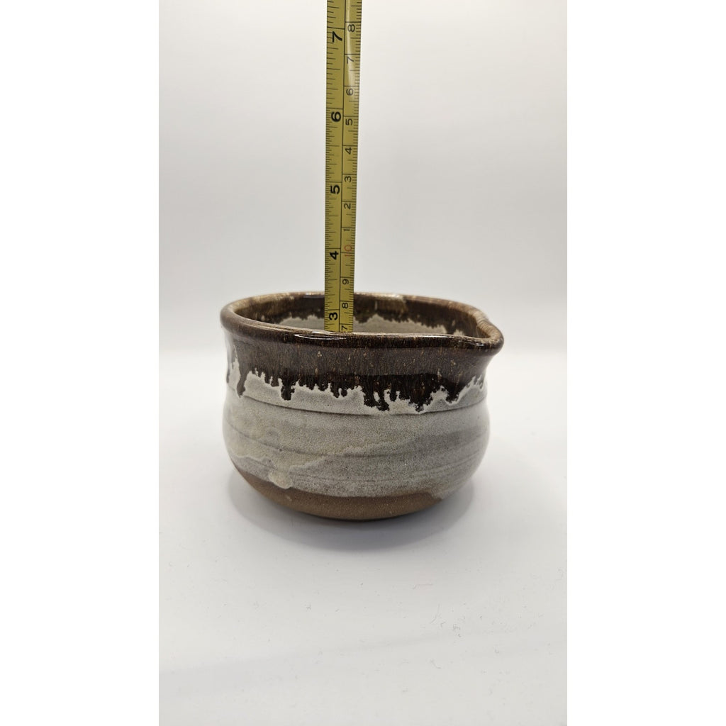 Handmade Studio Pottery Mug Pitcher Brown Glazed Pottery Signed 3.5"