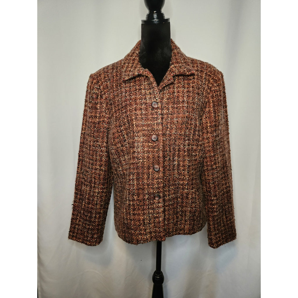 Vintage 80s Requirements Burgundy Tweed Academia Lightweight Blazer Jacket 16