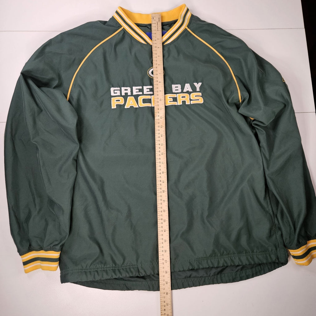 Vintage Reebok Green Bay Packers Mens Size Medium Pull-Over Green Wind Breaker