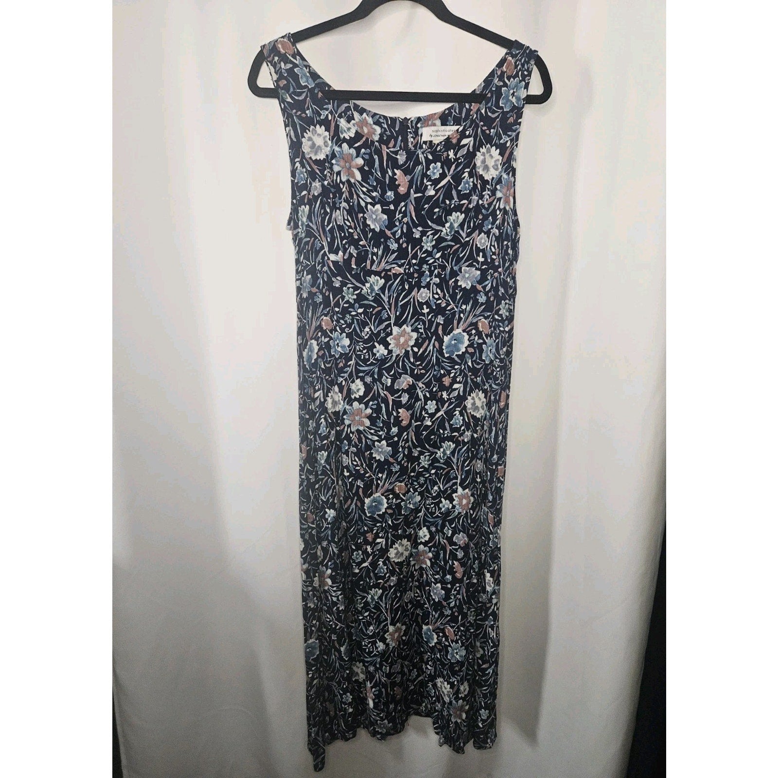 Vintage 90s Sophisticates Jonathan Martin Midi Dress Blue Floral Size 8