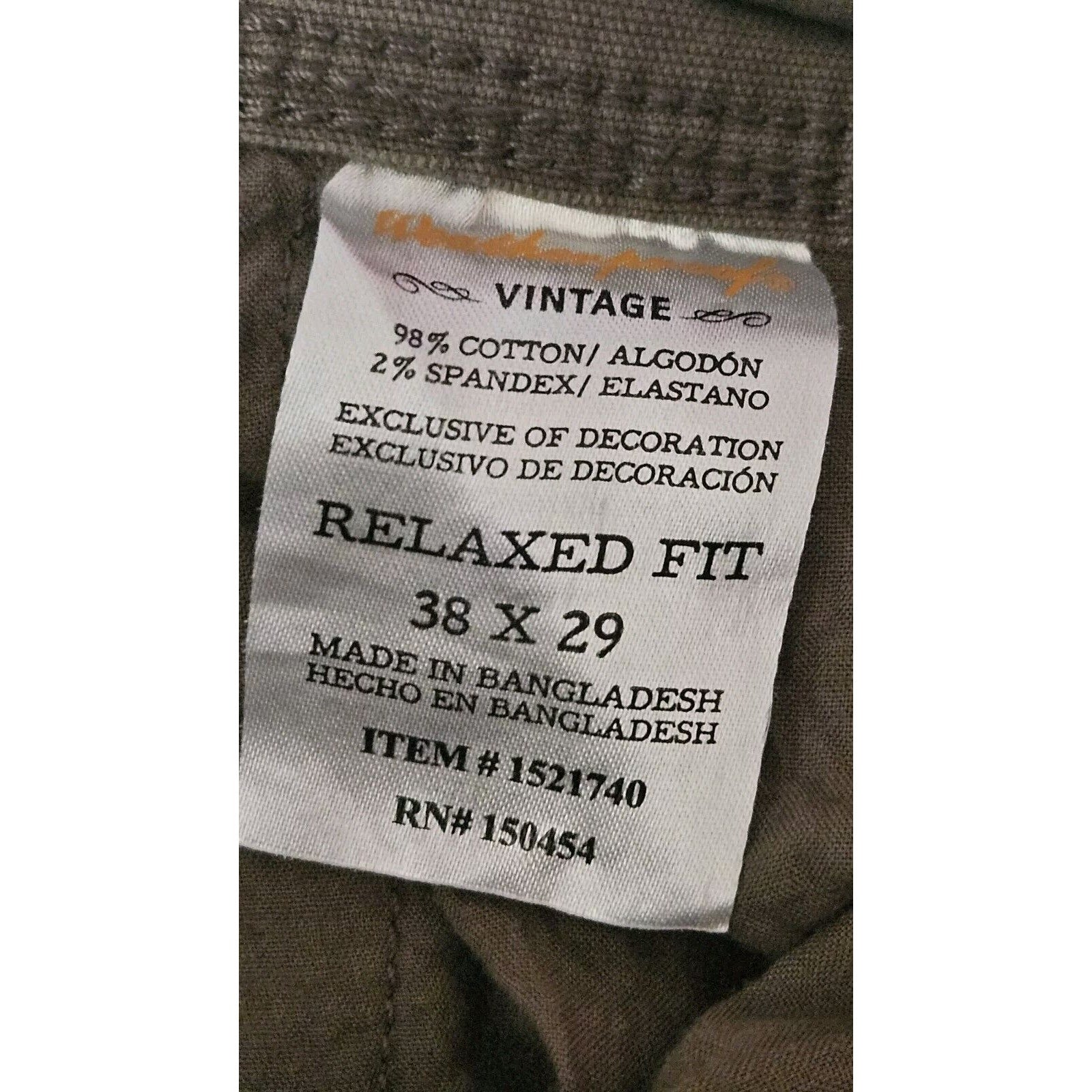 Weatherproof Vintage Flex Utility Pant Canvas Utility Pocket 38x29 Olive Relaxed