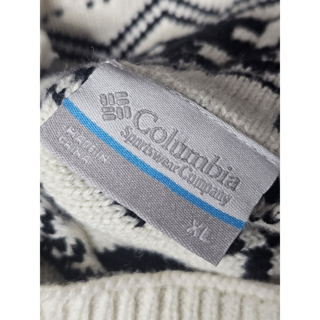 Columbia Pine Street Jacquard Turtleneck Sweater Fair Isle Womens XL Cream/black