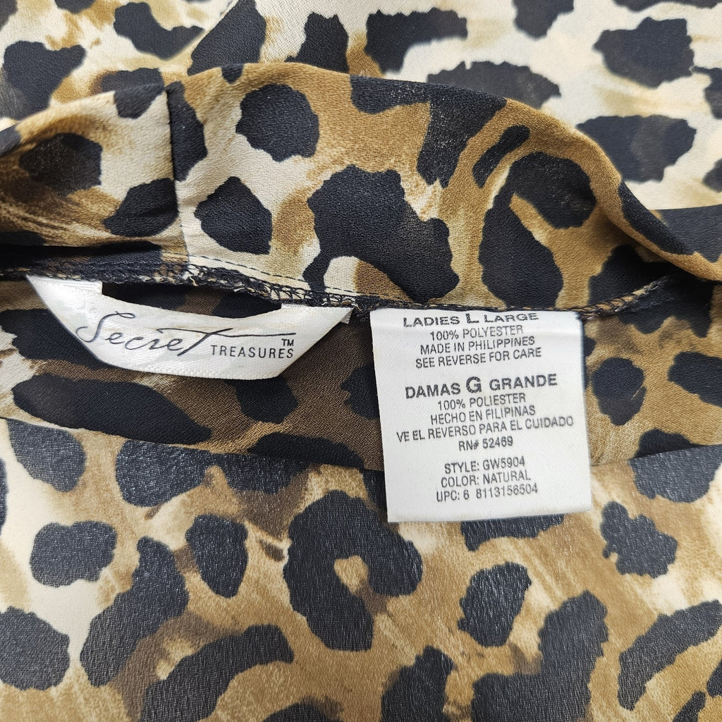 Vtg Y2K Secret Treasures Women's Sleepwear Kimono Robe Animal Print Size Large
