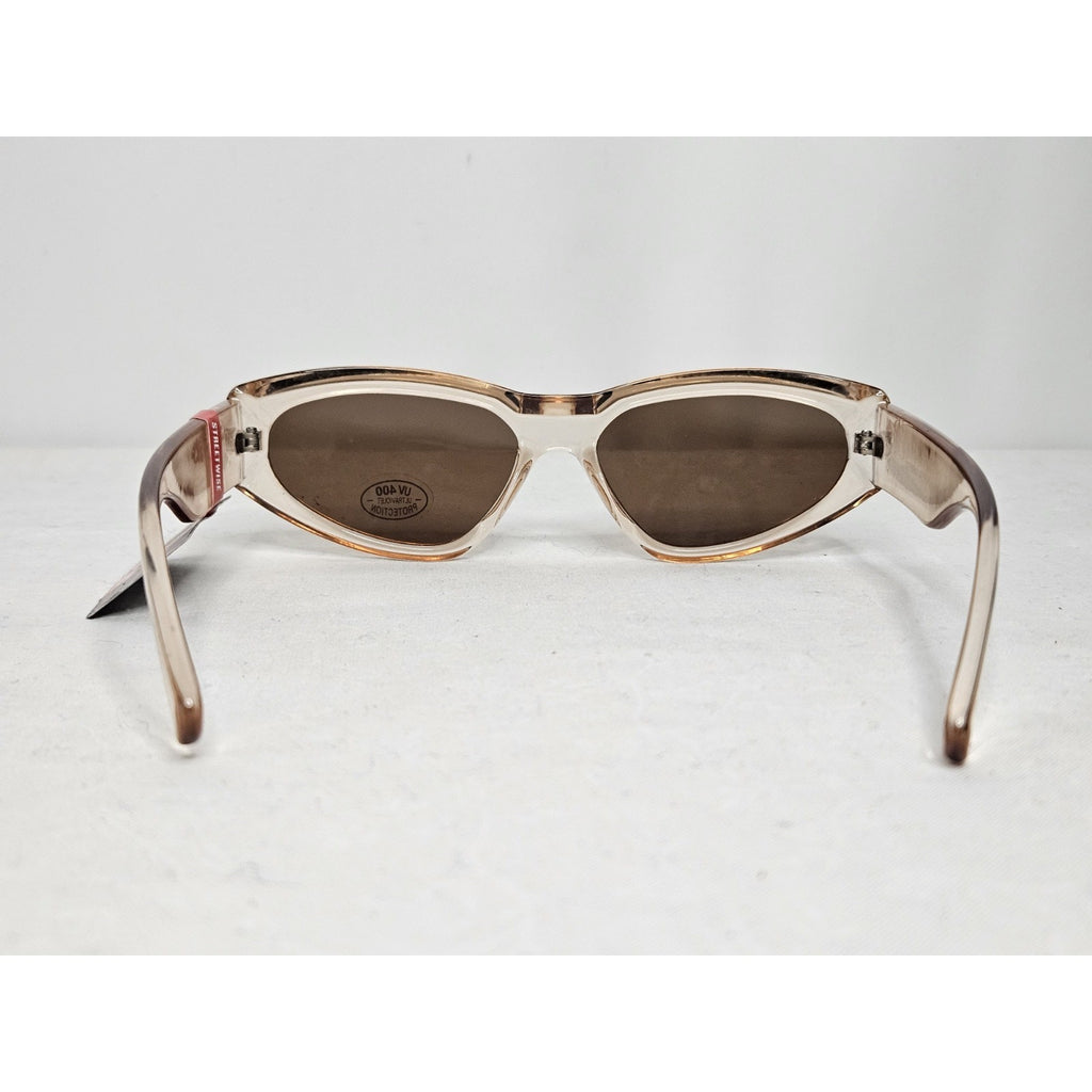 New Streetwise Elegance Rectangle Slick Modernist Clear Pink Sunglasses UV 400