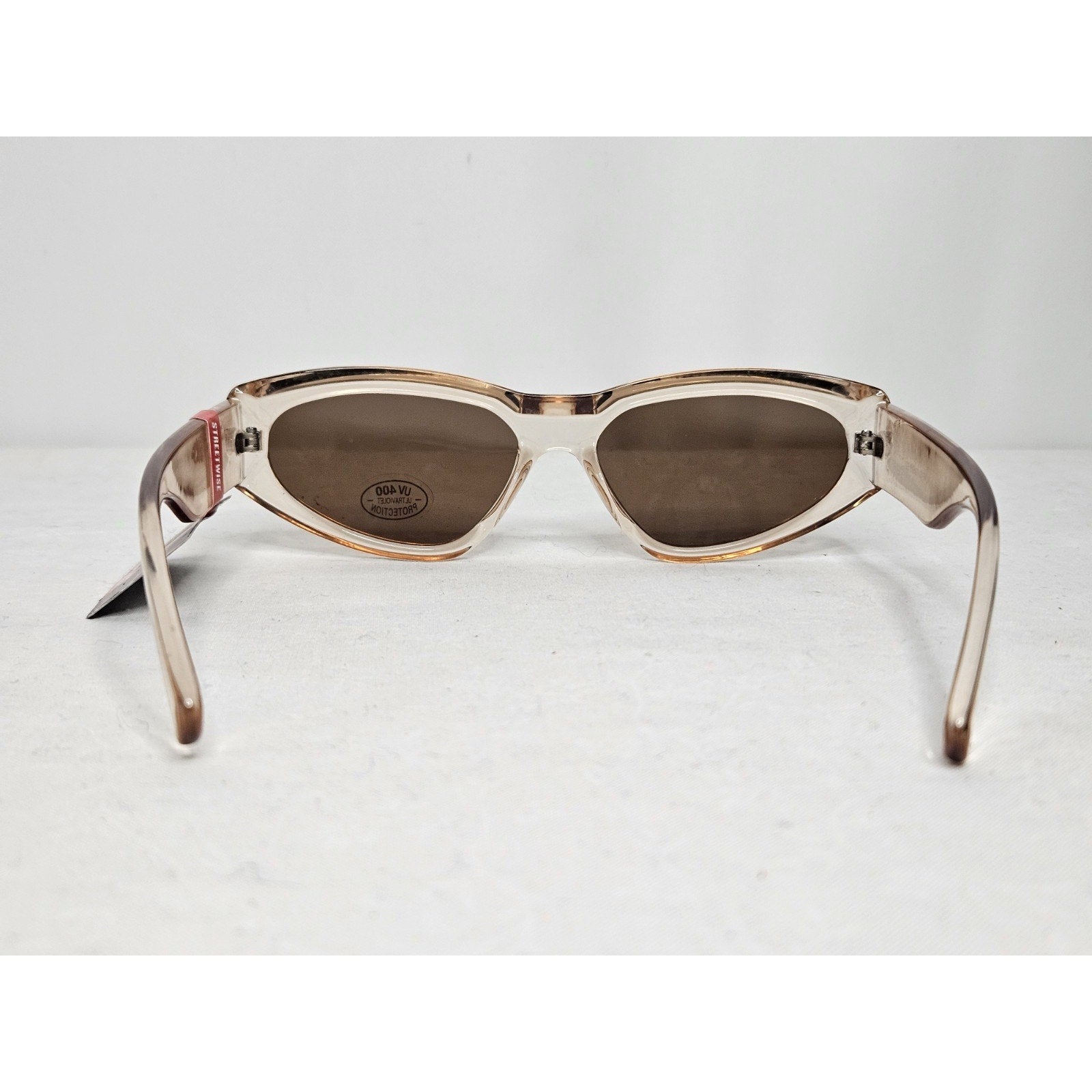 New Streetwise Elegance Rectangle Slick Modernist Clear Pink Sunglasses UV 400